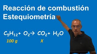 Reacción de combustión Ejercicio de estequiometría [upl. by Ahmar]