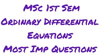 Strum Liouville Equation and most imp pyp MSc Maths 1st sem Differential Equations bu msc maths [upl. by Vera]