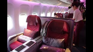 Review Qatar 777300ER Business Class ATLDOH [upl. by Yesnyl548]