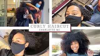 MY FIRST NATURAL HAIR SALON VISIT IN CHARLOTTE NC CURLY CUT [upl. by Anallise]