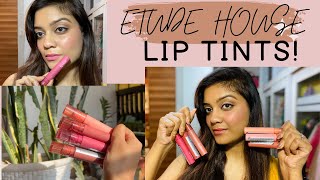 ETUDE HOUSE FIXING LIP TINTS SWATCHES  KOREAN LIP TINTS [upl. by Nahtanha]