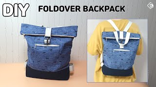 DIY FOLDOVER BACKPACK Rolltop Backpack  Zipper Backpack sewing tutorial Tendersmile Handmade [upl. by Acinot]