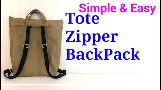 【DIY】ファスナートートリュックの作り方Lined Tote Zipper BackPack [upl. by Jacenta377]