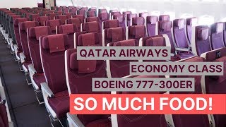 SO MUCH FOOD on Qatar Airways 777300ER Economy Class [upl. by Leber]