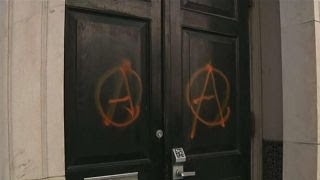 Antifa attacks GOP headquarters in NYC [upl. by Dnesnwot]