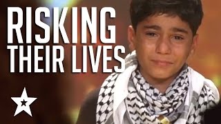 Kids Of Palestine Risk Lives To Show Their Talent Winning Golden Buzzer العربية حصلت على المواهب [upl. by Rosel293]