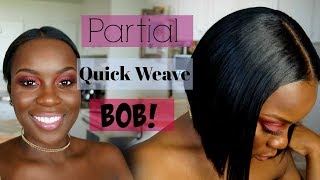 QUICK WEAVE BOB CUT ON SHORT HAIR USING quotSASHAquot by Outre [upl. by Baggett803]