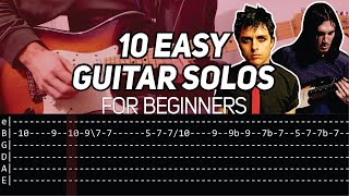 10 EASY BEGINNER GUITAR SOLOS WITH TAB [upl. by Gromme]