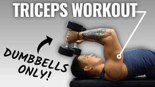 The Best ScienceBased Triceps Workout For Mass DUMBBELL ONLY [upl. by Asirrac]