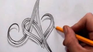 Initial A and Heart Combined Together  Celtic Weave Style  Letter Tattoo Design [upl. by Selmore216]