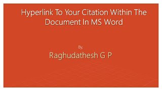 How to create hyperlink to your citation within the document in MS Word [upl. by Anahsar]