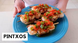 Pintxos from the Basque Country with Shrimp and Bacon [upl. by Ellenad]