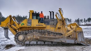 Massive Komatsu D475A dozer pushing overburden [upl. by Kline]