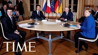 Russia President Putin And Ukraine President Zelensky Sit Down For Peace Talks For First Time  TIME [upl. by Suhpesoj]