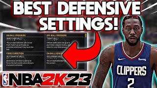 BEST DEFENSIVE SETTINGS IN NBA 2K23 amp HOW TO SAVE THEM [upl. by Nnayllas]