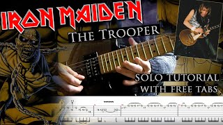 How to play Adrian Smiths solos 5 The Trooper with tablatures and backing tracks [upl. by Esilahs]