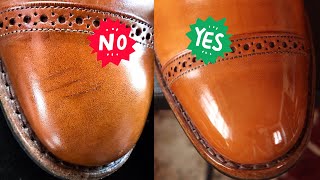 FIXING SCRATCHES IN LEATHERShoe Restoration Tutorial on Allen Edmonds Fifth Avenues [upl. by Dorisa]