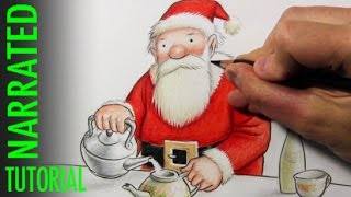 Illustration Tips Colored Pencils quotFather Christmasquot by Raymond Briggs [upl. by Ahsinev]