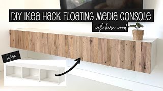 DIY IKEA Hack  Floating Media Console with Barn Wood [upl. by Lois959]