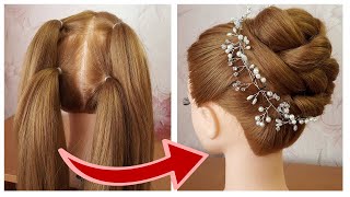 Hairstyle With Trick  Quick amp Easy Hairstyle For WeddingParty  Coiffure mariage facile à faire [upl. by Pascia]