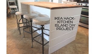 IKEA HACKDIY IKEA Kitchen IslandShiplap SidesThrifted Wood Countertop [upl. by Ainet]