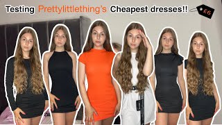 Testing PRETTLITTLETHING’S cheapest DRESSES prettylittlething try on haul [upl. by Edrick287]