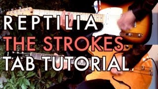 The Strokes  Reptilia  Two Guitar Tab Tutorial amp Cover [upl. by Filbert]