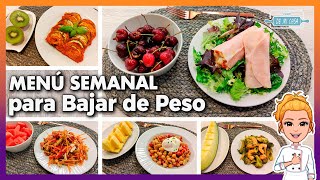 💚 Menú Semanal para BAJAR de PESO 1 🤩 SALUDABLE y ECONÓMICO 👍 Menú para Adelgazar Ideal Dieta 💖 [upl. by Anelrahs]