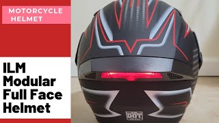 ILM Motorcycle Dual Visor Flip up Modular Full Face Helmet DOT LED Lights  REVIEW amp UNBOXING [upl. by Enowtna]