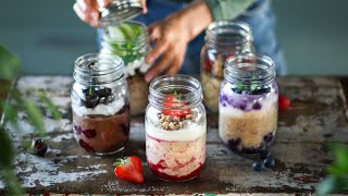 5 OVERNIGHT OATS » easy  healthy  dessertinspired 🍒 [upl. by Oirotciv]