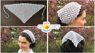 Splendid Shell Stitch Kerchief using Lion Brand Summer Nights Yarn  Crochet Cottagecore [upl. by Gwenn]