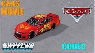 Cars Movie Codes Roblox Backstretch Battles [upl. by Niarda]