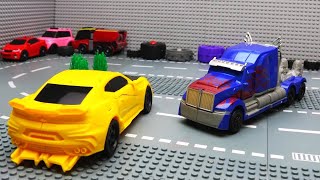 Transformers Bumblebee vs Optimus Prime Animated Film Lego [upl. by Agnimod]