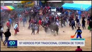 Huancavelica 57 heridos tras tradicional corrida de toros [upl. by Aizti324]