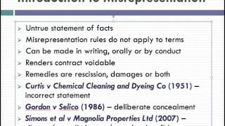 Misrepresentation Lecture 1 of 4 [upl. by Marietta]