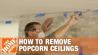 How to Remove Popcorn Ceilings  The Home Depot [upl. by Adnema91]