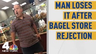 Bagel Boss Flips Out Over Womans Rejection in Viral Video  NBC New York [upl. by Gnuh]