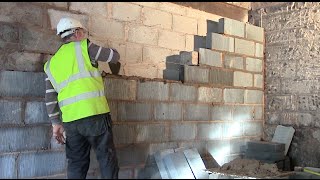 Bricklaying How to lay light blocks [upl. by Ikkin]