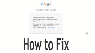 How to Fix Couldnt Sign You In  Google Gmail login error [upl. by Bander]