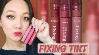 NEW COLORS ETUDE HOUSE Fixing Tint Swatches and Review [upl. by Star559]