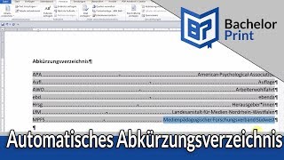 Abkürzungsverzeichnis in Word erstellen  SO GEHTS [upl. by Kolnos104]