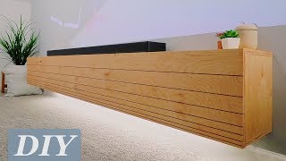 How To Build a Floating Media Console w Undermount LEDs  DIY Woodworking [upl. by Lemire]