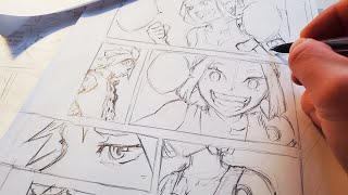 Sketching Full Manga Page  Anime Manga Drawing [upl. by Ricky413]