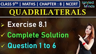 Class 9th Maths  Exercise 81 Q1 to Q6  Chapter 8  Quadrilaterals  NCERT [upl. by Kathlene]