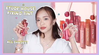 ETUDE HOUSE FIXING TINT SWATCHES ALL SHADES  phonycore 2022 Philippines [upl. by Navert]