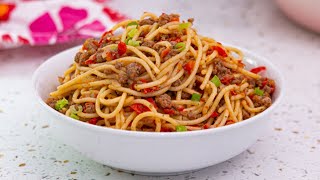 MINCED MEAT SPAGHETTI  MINCED MEAT PASTA  SPAGHETTI MINCE  THE KITCHEN MUSE [upl. by Henryetta]