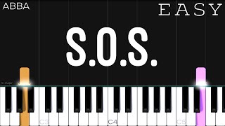 ABBA  SOS  EASY Piano Tutorial [upl. by Leighland]