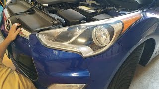 HOW TO REPLACE A HEADLIGHT BULB IN HYUNDAI [upl. by Rew868]