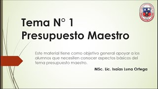 TEMA 1 PRESUPUESTO MAESTRO [upl. by Aika]