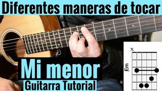 Diferentes Maneras De Tocar MI Menor En Guitarra Acustica Tutorial Facil [upl. by Bethezel]